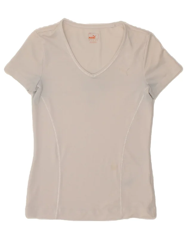 PUMA Womens T-Shirt Top UK 6 XS White Cotton Fabric Linen Fabric Terry Fabric