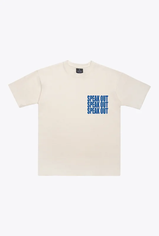 Speak Out Heavyweight T-Shirt - Ivory Fleece Nylon Spandex