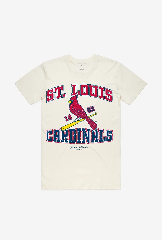 St. Louis Cardinals Vintage Washed T-Shirt - Ivory Nylon Fabric Polyester Fabric Spandex Fabric