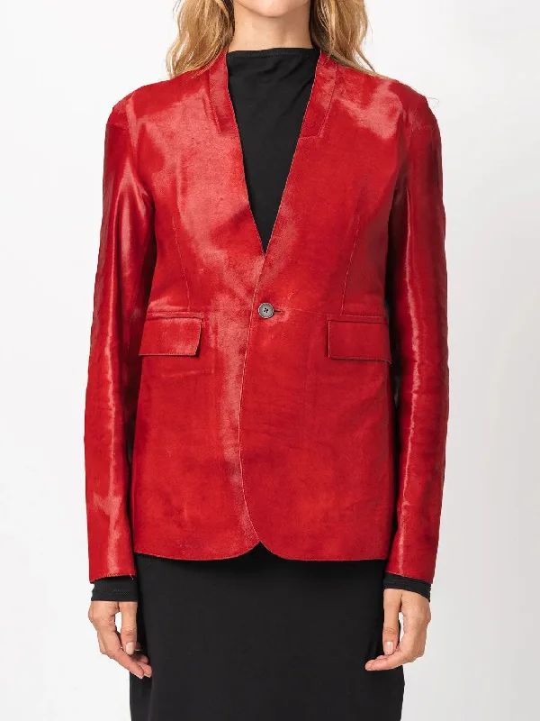 Shaved Vitello Leather Jacket Striped Jacket Polka Dot Jacket Floral Jacket