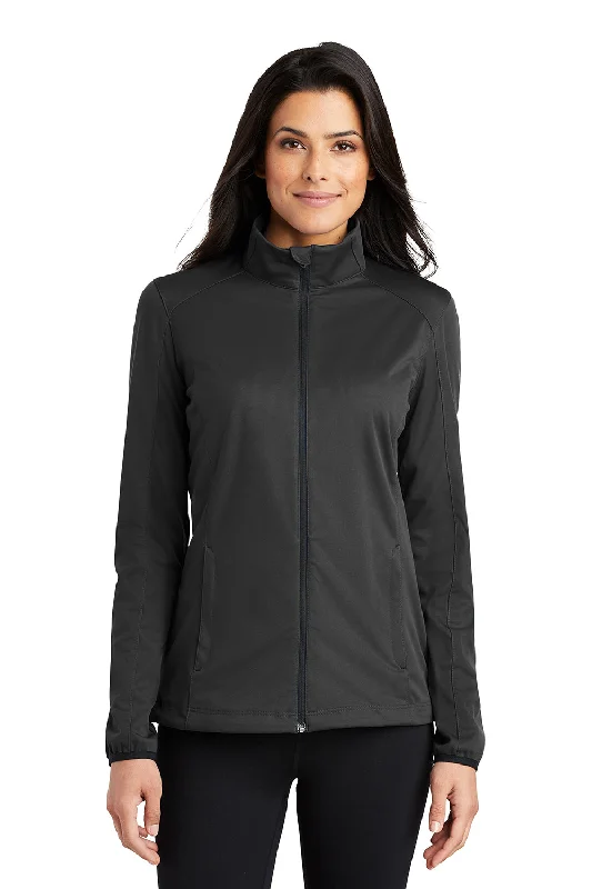Port Authority Womens Active Wind & Water Resistant Full Zip Jacket - Deep Black Front Pockets Side Pockets Patch Pockets