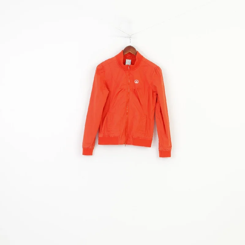 Troll Women M Jacket Orange Cotton Full Zipper Collar Vintage Top Anorak Shell Jacket Lightweight Jacket