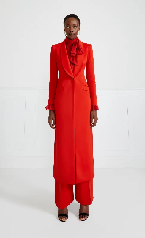 Oaklee Coat - Poppy Red Puff Sleeve Blazer