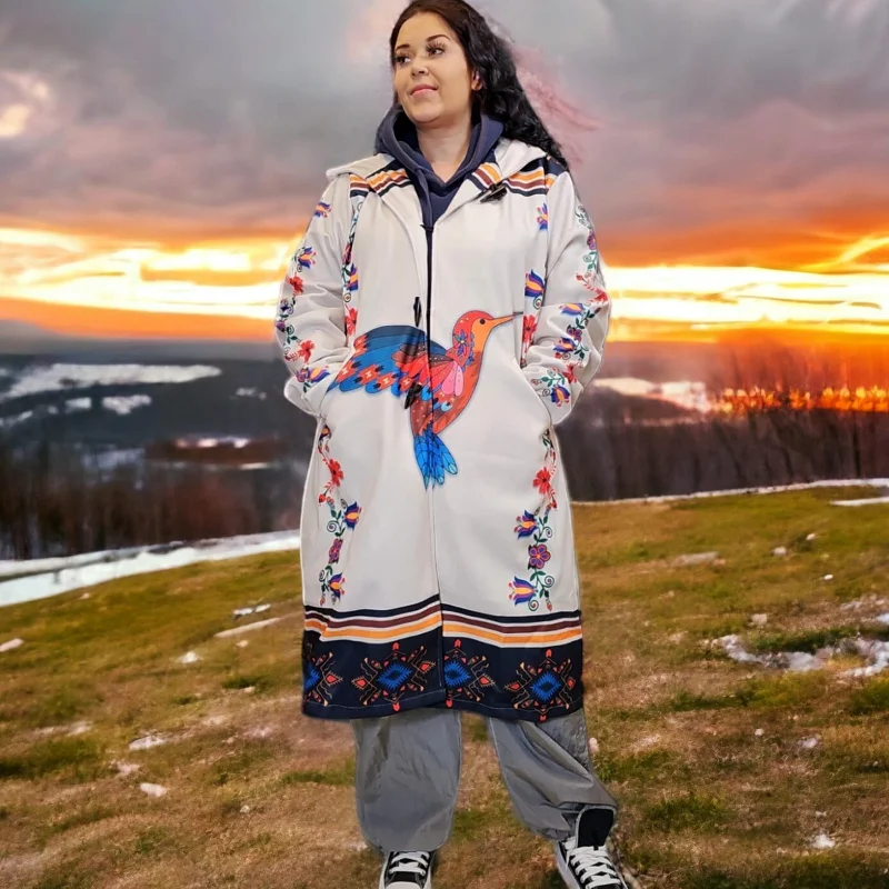 OLDTRIBES™ Long Coat (hummingbird white) COLLECTION 2024 Plaid Checkered Coat