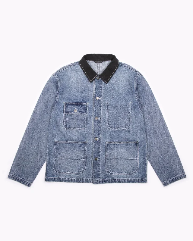 Chore Coat - Light Indigo Warm Hooded Poncho