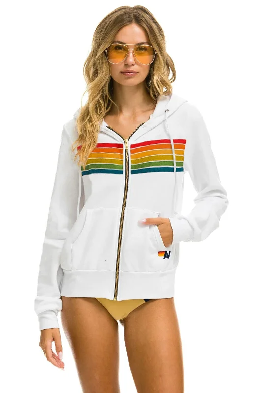 6 STRIPE HOODIE -  WHITE // SERAPE Hoodie with Pattern Geometric Abstract