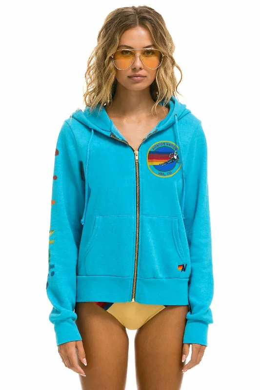 AVIATOR NATION VAIL ZIP HOODIE - NEON BLUE Graphic Hoodie Design Print