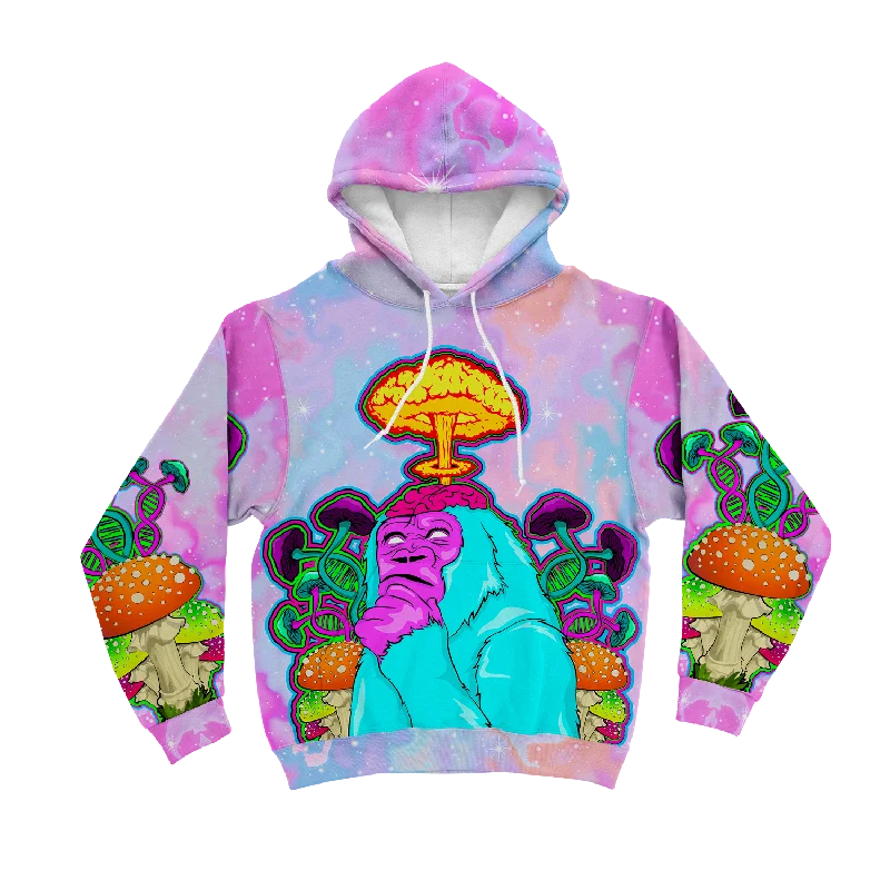 Awakened Ape All Over Print Unisex Hoodie Hoodie with Patch Decorative Personalized