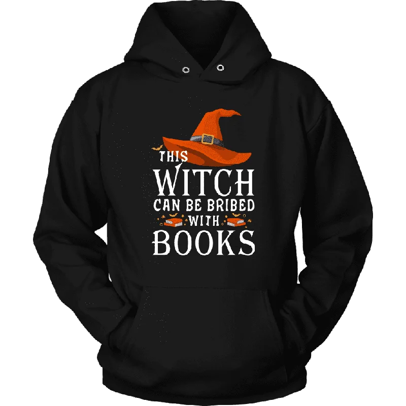 "Bribed With Books" Hoodie Hoodie with Hem Raw Edge Edgy Unfinished