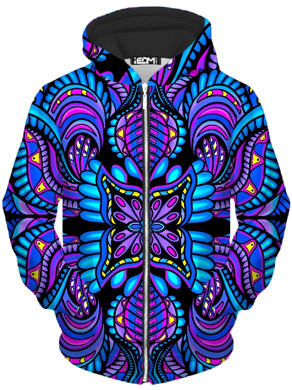 Cool Tones Unisex Zip-Up Hoodie Hoodie with Side Slits Relaxed Casual