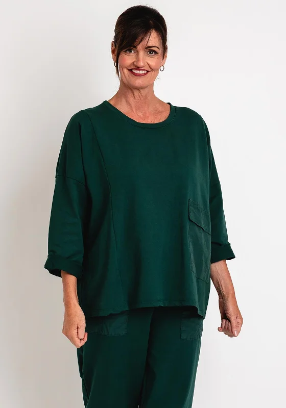 D.E.C.K. By Decollage One Size Utility Sweatshirt, Forest Green Hoodie with Hem Patch Decorative Personalized D.E.C.K. By Decollage One Size Utility Sweatshirt, Forest Green Hoodie with Hem Patch Decorative Personalized