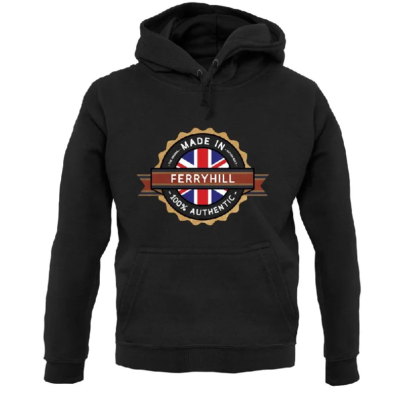 Made In Ferryhill 100% Authentic Unisex Hoodie Hoodie with Ribbed Hem Stretchable Secure