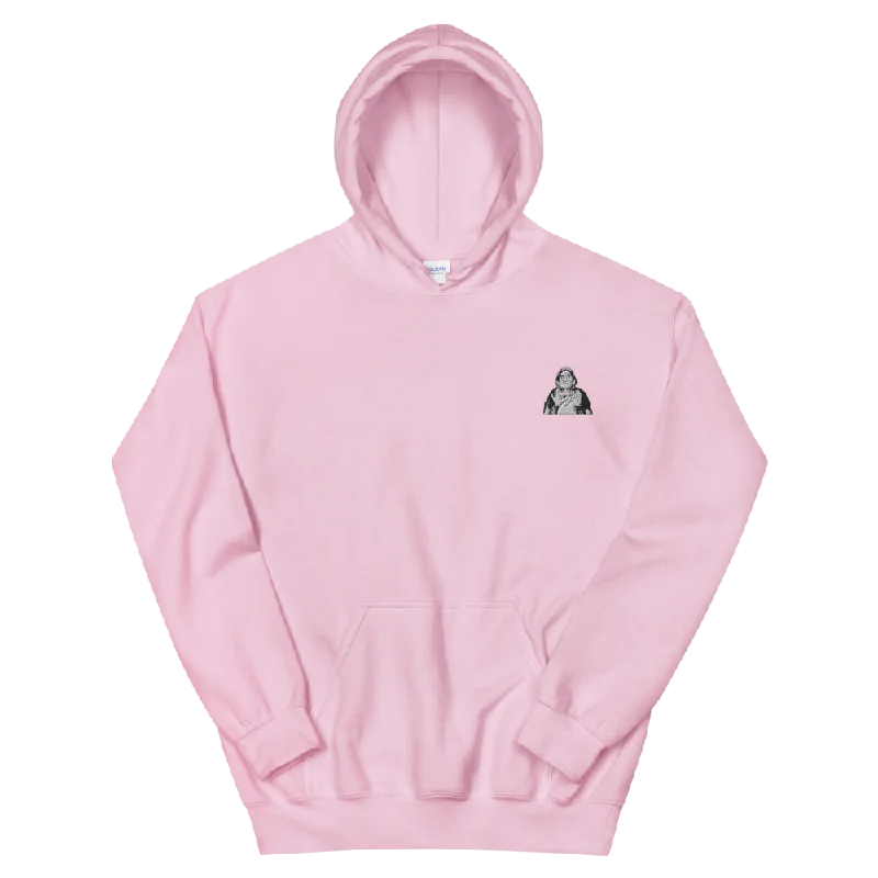 Maria Sabina Embroidery Graphic Hoodie Hoodie with Button Placket Classic Preppy