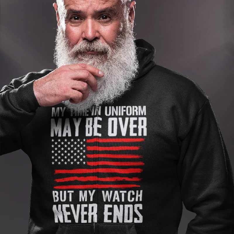 My Time in Uniform May Be Over Heavy Blend Pullover Hoodie Box Sleeve Comfort