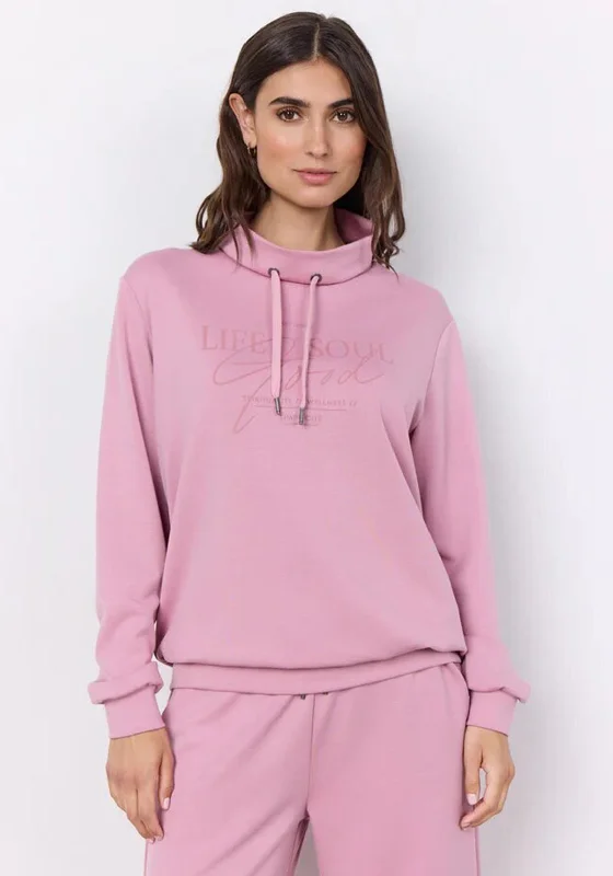 Soyaconcept Banu Drawstring Neckline Sweatshirt, Rose Hoodie with Ribbed Cuffs Snug Fit Comfort Soyaconcept Banu Drawstring Neckline Sweatshirt, Rose Hoodie with Ribbed Cuffs Snug Fit Comfort