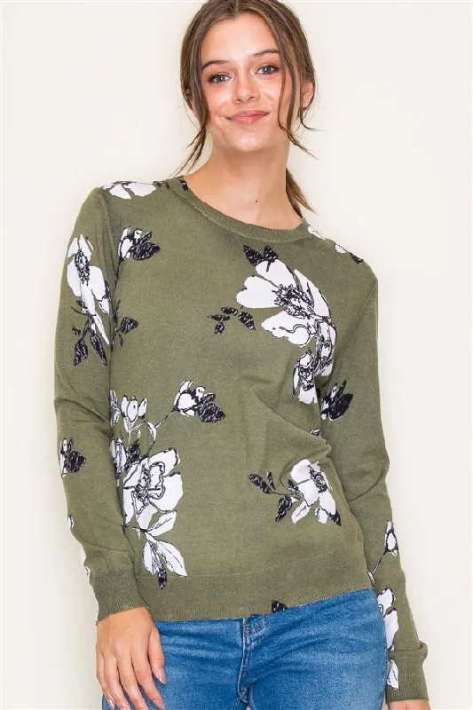 Forget The Rest Floral Sweater Top Nylon Fabric Polyester Fabric Spandex Fabric