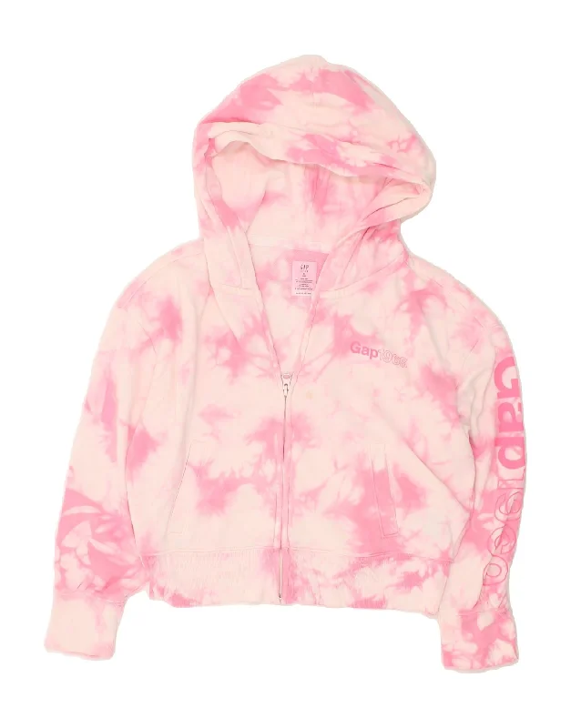 GAP Girls Crop Graphic Zip Hoodie Sweater 11-12 Years XL Pink Tie Dye Print Jacquard Patchwork GAP Girls Crop Graphic Zip Hoodie Sweater 11-12 Years XL Pink Tie Dye Print Jacquard Patchwork