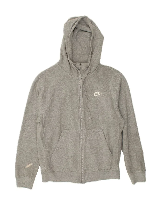 NIKE Mens Zip Hoodie Sweater XS Grey Cotton