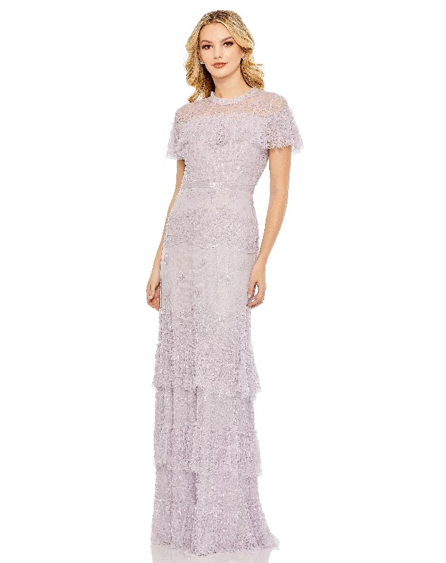 Mac Duggal 9195 Long Formal Cape Sleeve Dress Tunics Essential wardrobe
