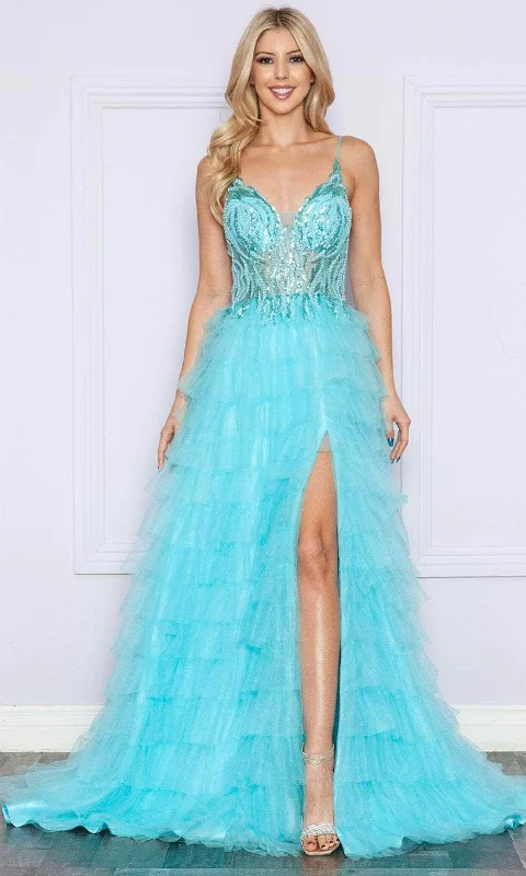 Poly USA 9408 - Sequined Illusion Bodice Prom Dress