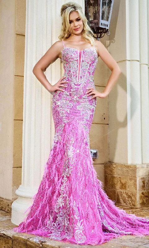 Portia and Scarlett PS24254 - Plunging Sweetheart Appliqued Prom Gown