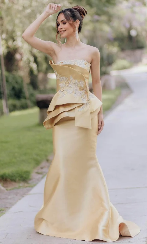 Terani Couture 232E1239 - Ruffled Embroidered Evening Gown