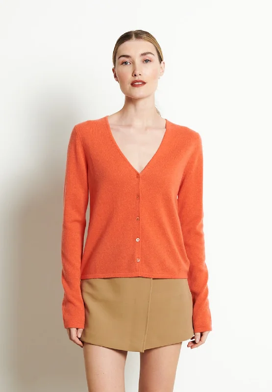 LILLY 7 Cardigan col V en cachemire cintré mandarine Layered Multi-layer Single Layer