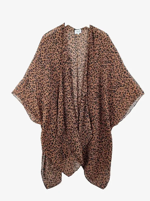 Seed Light Textured Animal Print Waterfall Cardigan Size OSFA Mesh Cardigan Canvas Denim