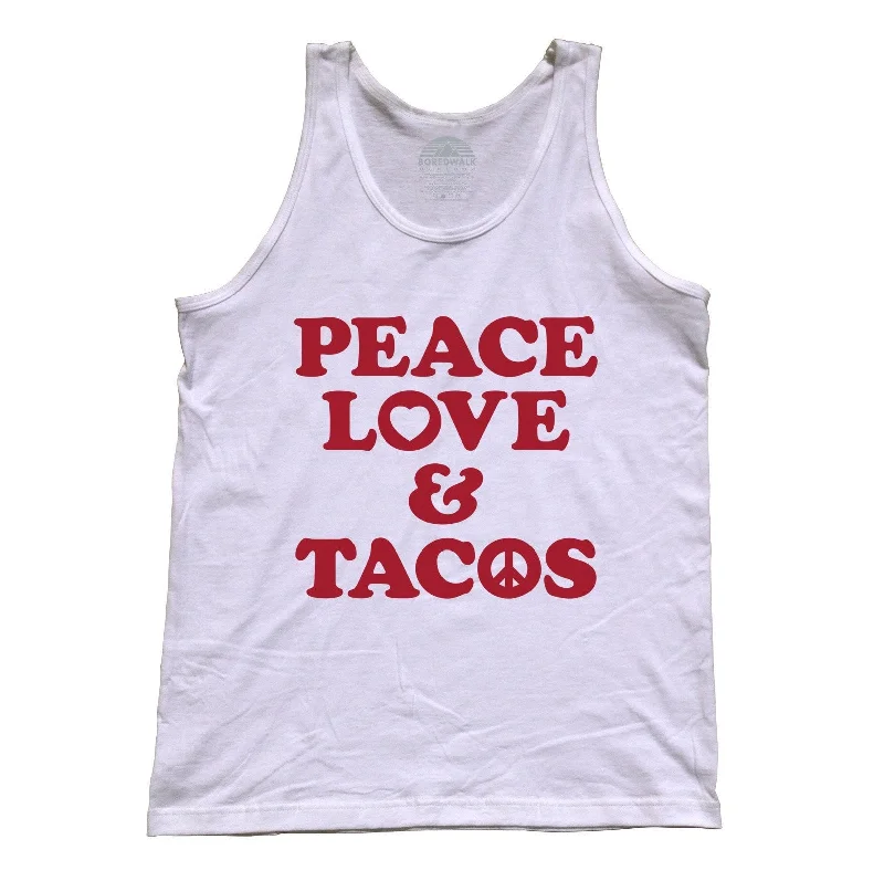 Unisex Peace Love and Tacos Tank Top crew neck tank