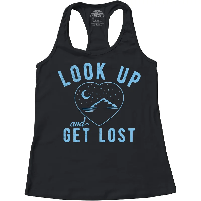 Women's Look Up and Get Lost Racerback Tank Top teal tank top
